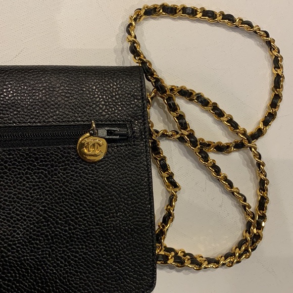 🦄🖤 CHANEL RARE Vintage “3 Series” Secret Wallet Chain WOC Leather Gold HW Bag - Picture 11 of 16